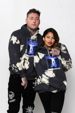 BROKEN PROMISES Abduction Bleach Dye Hoodie Black