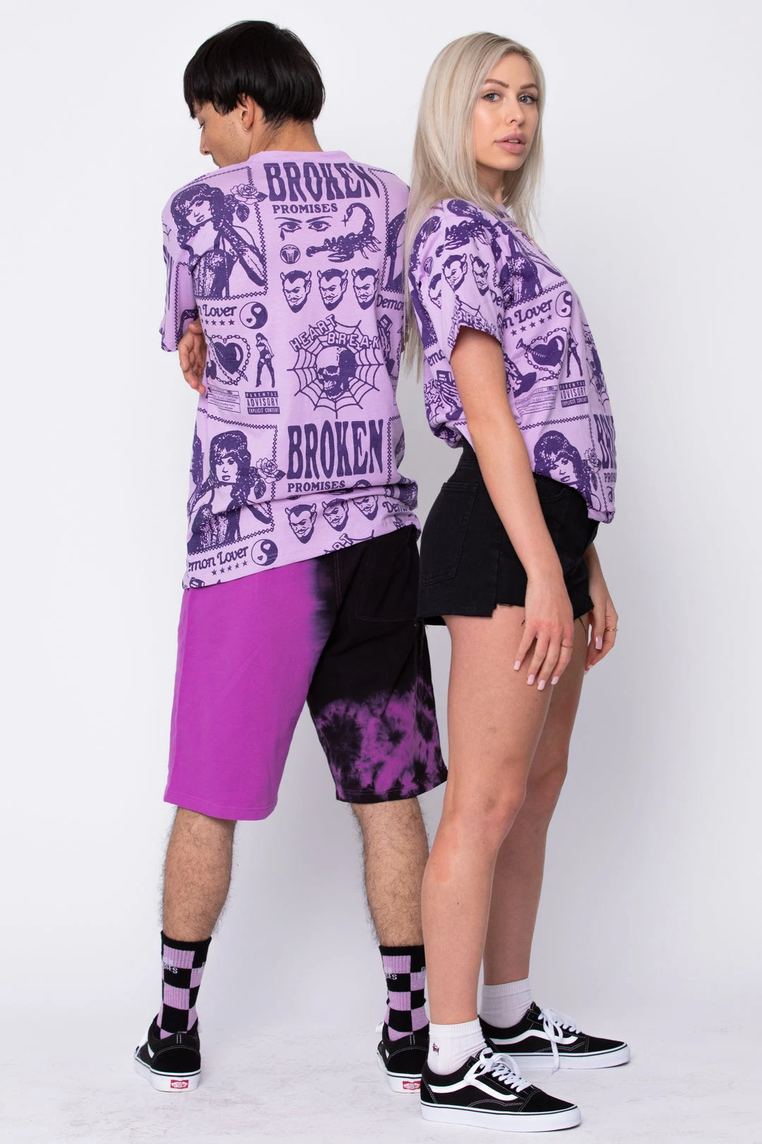 BROKEN PROMISES Demon Lover AOP Tee Purple Shirts