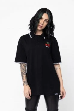 BROKEN PROMISES Stress Me S/S Polo Black Shirts
