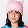 BROKEN PROMISES Headwear Graveyard Devil Horn Beanie - Pink