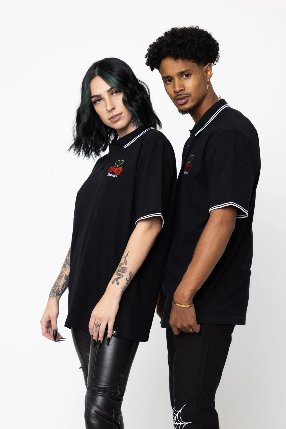 BROKEN PROMISES Stress Me S/S Polo Black Shirts