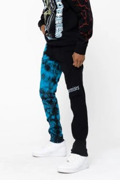 BROKEN PROMISES Slogan Split Dye Denim Blk/Blue