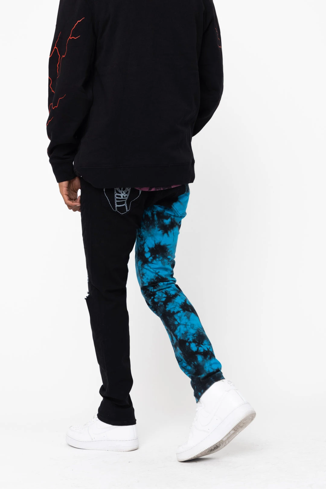 BROKEN PROMISES Slogan Split Dye Denim Blk/Blue