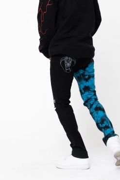 BROKEN PROMISES Slogan Split Dye Denim Blk/Blue