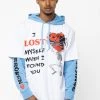 BROKEN PROMISES Hoodies Lost Myself Stacked Pullover Hoodie Blue