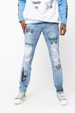 BROKEN PROMISES Now Or Never Printed Denim