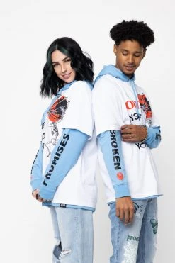 BROKEN PROMISES Hoodies Lost Myself Stacked Pullover Hoodie Blue