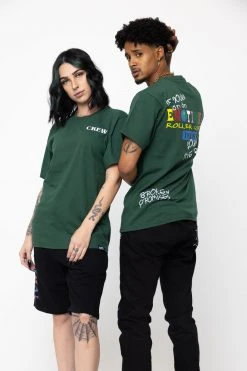 BROKEN PROMISES Emotional Crew Embroidered Tee Forest