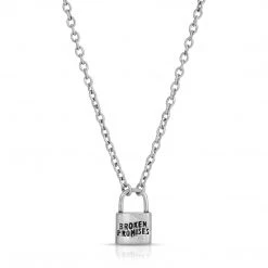 BROKEN PROMISES Jewelry Wave Logo Lock Necklace