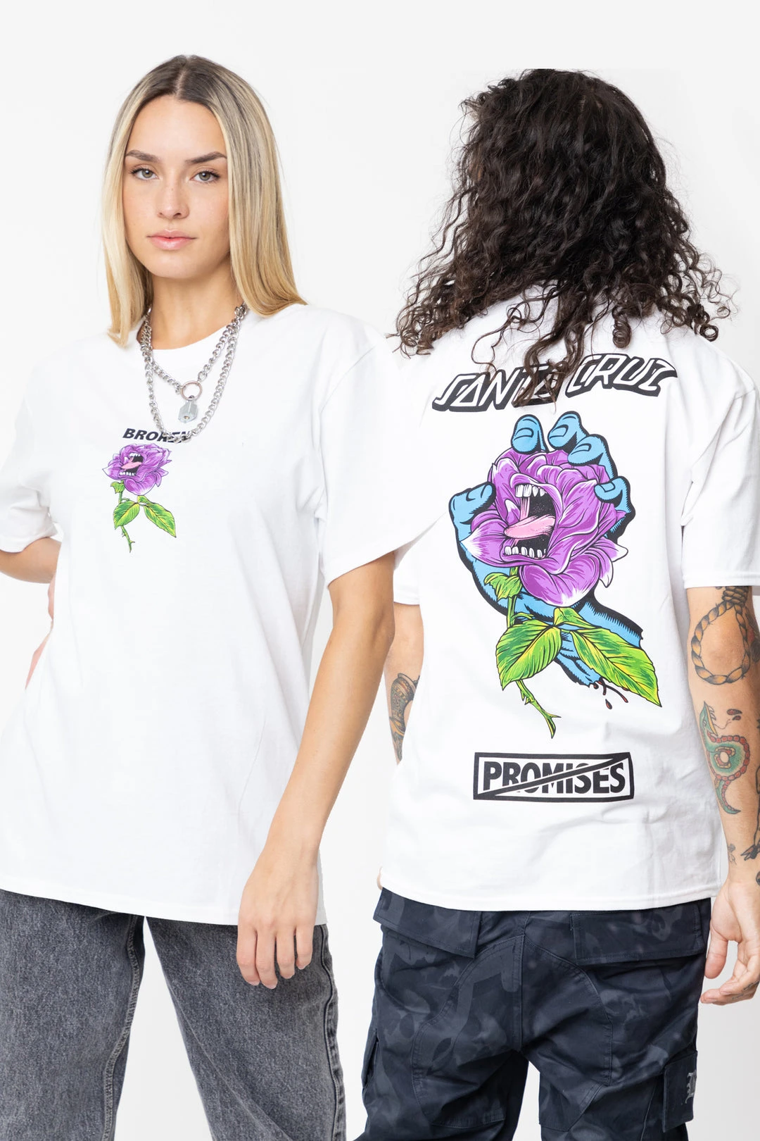 BROKEN PROMISES BP X SC Screaming Thornless S/S Tee White