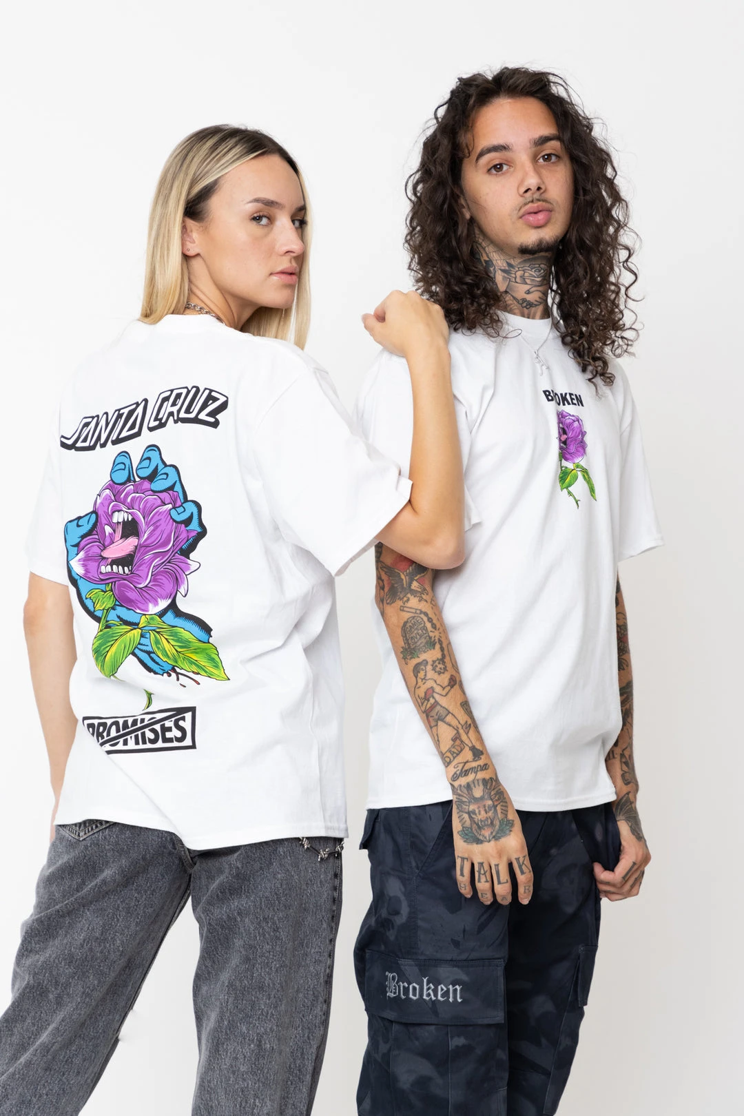 BROKEN PROMISES BP X SC Screaming Thornless S/S Tee White