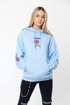 BROKEN PROMISES Hoodies BP X SC Screaming Thornless Hoodie Light Blue