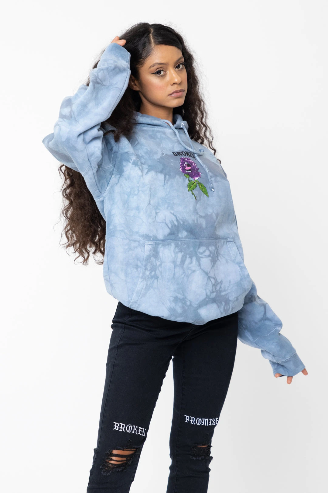 BROKEN PROMISES BP X SC Screaming Thornless Tie Dye Hoodie Slate Hoodies