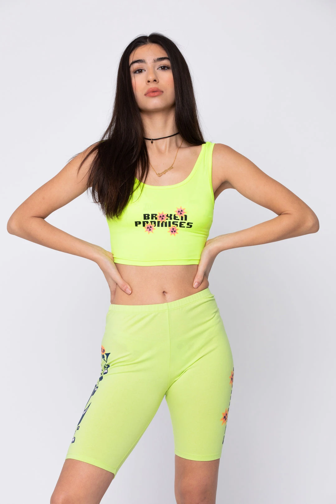 BROKEN PROMISES Fix Me Green Bike Shorts Bottoms