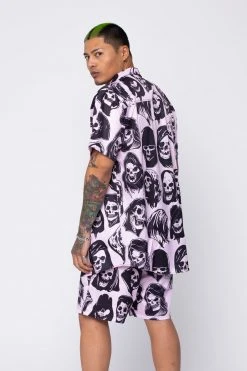 BROKEN PROMISES Reaper Guide Button Up Shirt Pink