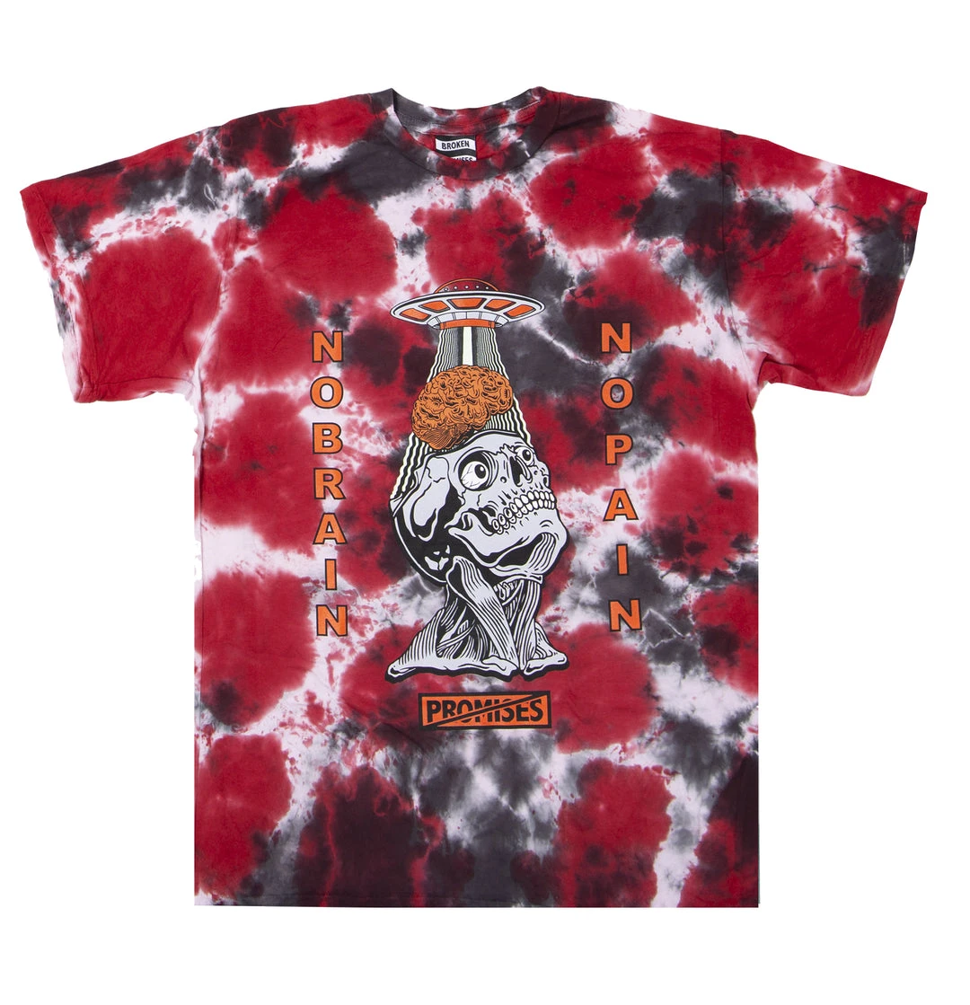 BROKEN PROMISES Brain Abduction Tie Dye Tee Red Shirts