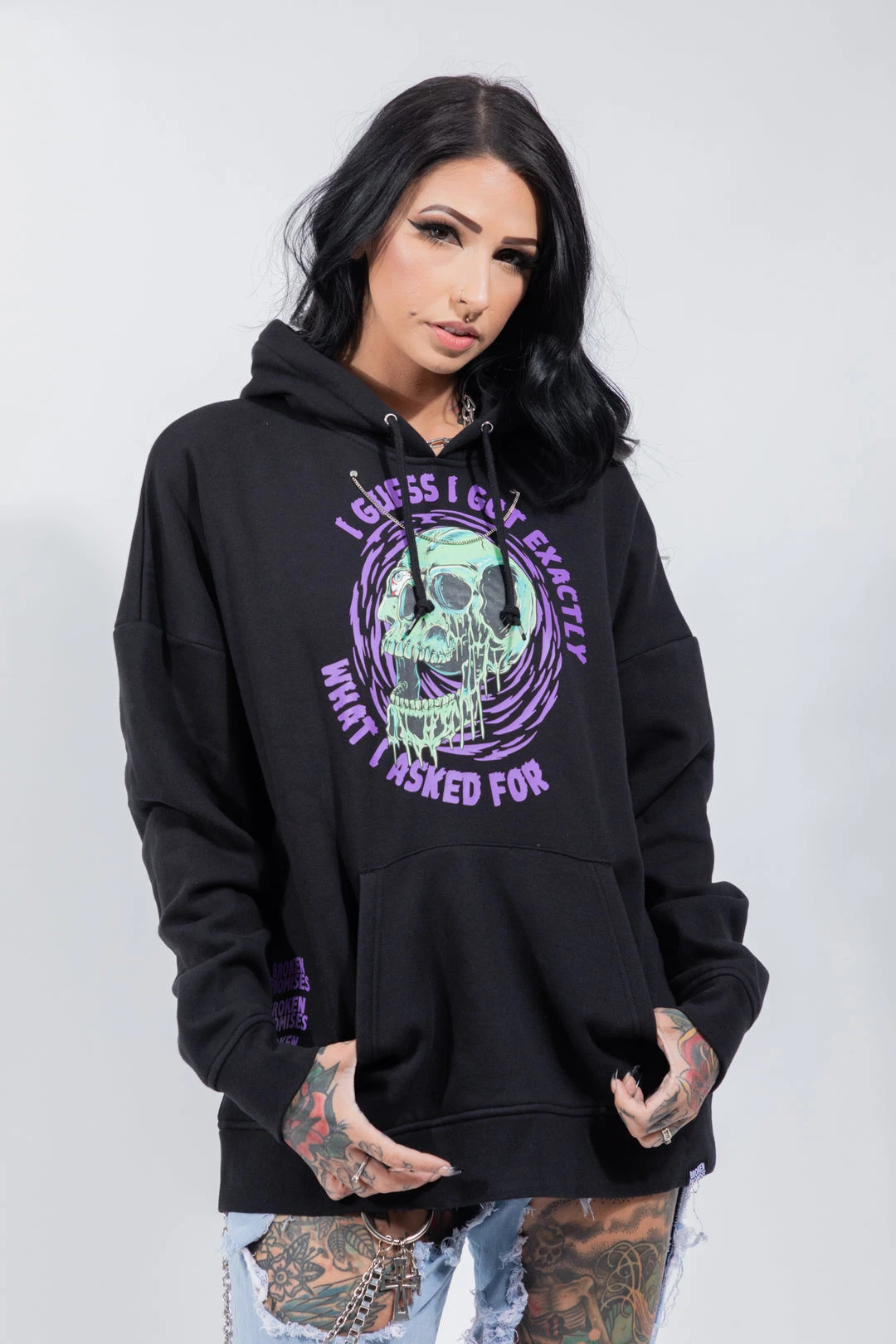 BROKEN PROMISES Jinxed Chain Hoodie Black