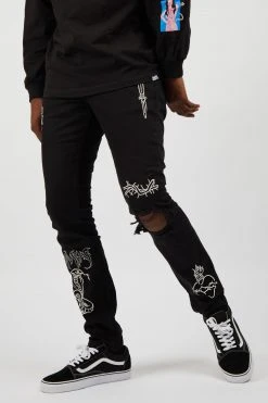 BROKEN PROMISES Bottoms Unfortunate Denim Jeans Black