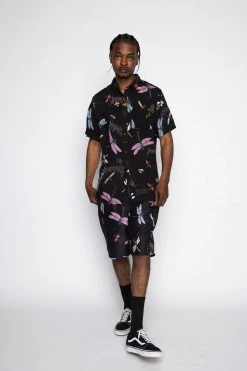 BROKEN PROMISES Mens Dragonflies Button Up Shirt Shirts