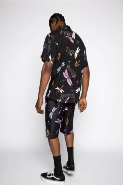 BROKEN PROMISES Mens Dragonflies Button Up Shirt Shirts