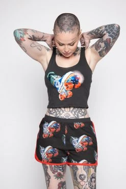 BROKEN PROMISES Womens Juke Jam Crop Tank Black