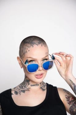 BROKEN PROMISES Horny Sunglasses - Blue Accessories