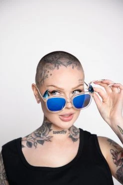 BROKEN PROMISES Horny Sunglasses - Blue Accessories