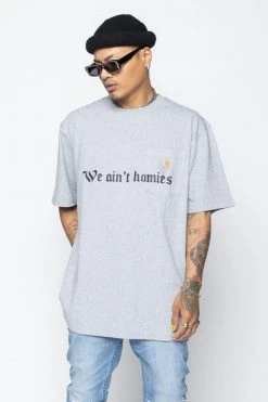 CASH We Ain't Homies Pocket Tee Heather Grey