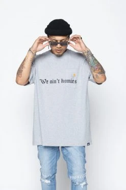CASH We Ain't Homies Pocket Tee Heather Grey
