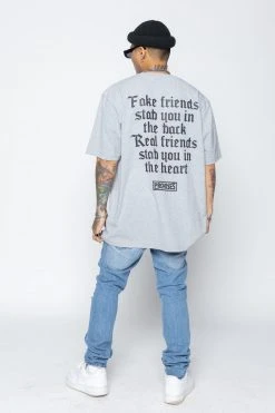 CASH We Ain't Homies Pocket Tee Heather Grey