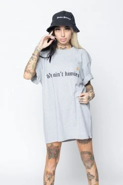 CASH We Ain't Homies Pocket Tee Heather Grey