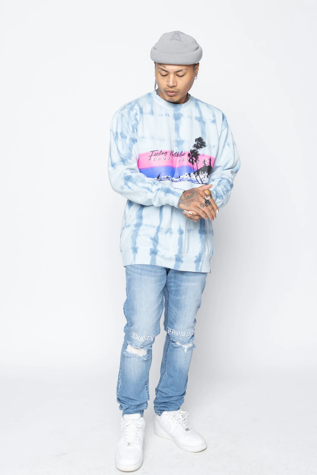 CASH Hoodies Feeling Maliblue Tie Dye Crew