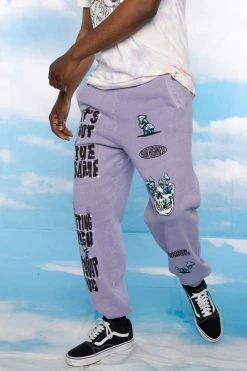 BROKEN PROMISES Bottoms Magical Mushrooms Sweatpants Purple - BPxYH