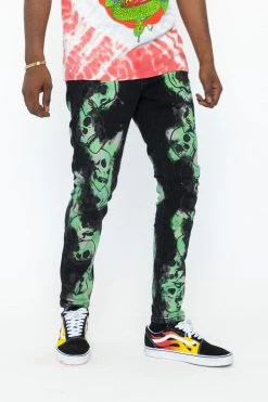 BROKEN PROMISES Catacombs Denim Blk/Green Bottoms