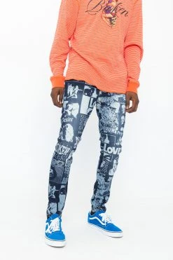 BROKEN PROMISES Tabloid Denim Blue Wash