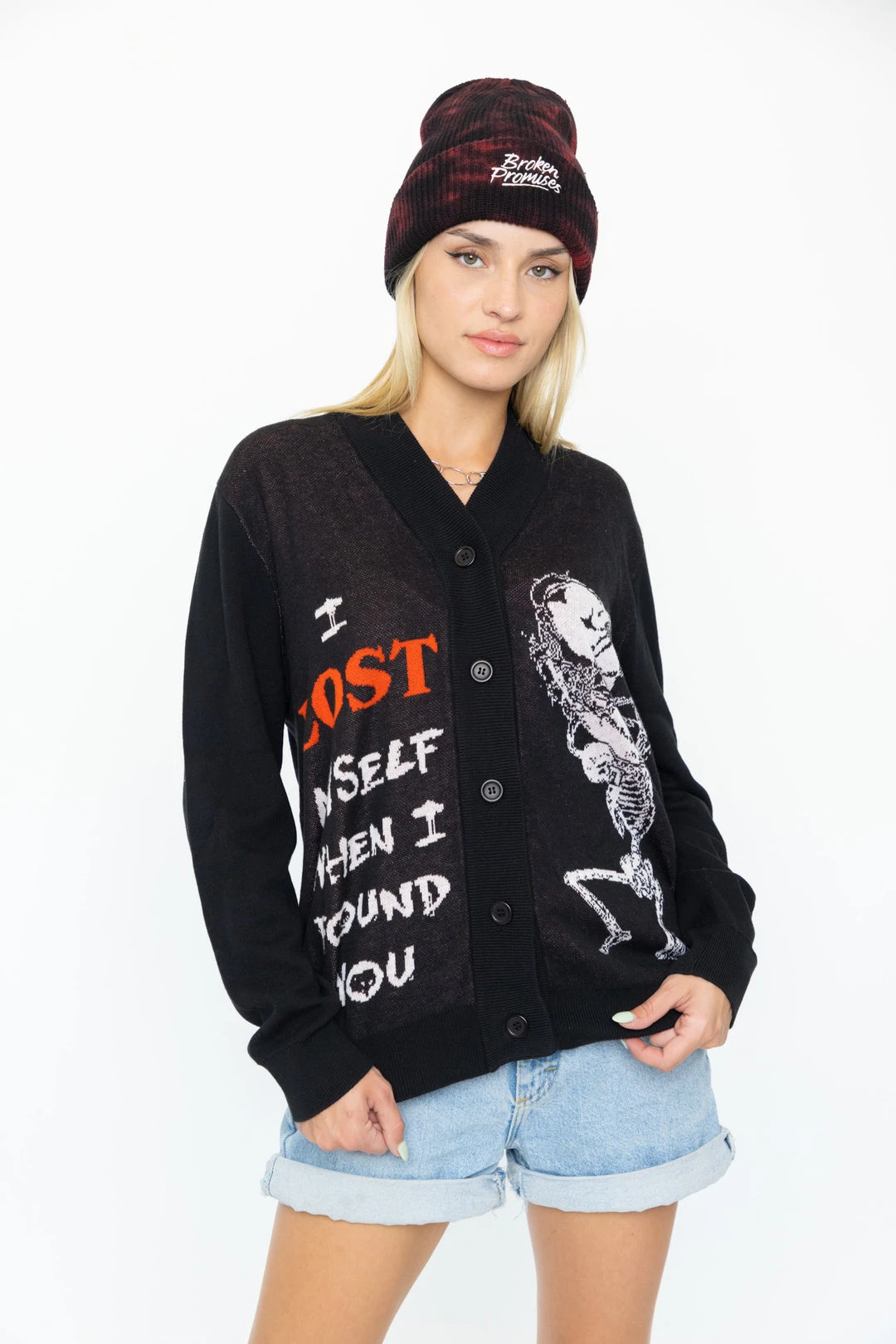 BROKEN PROMISES Lost Myself Cardigan Sweater Black