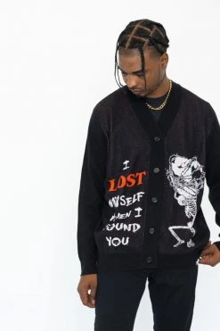 BROKEN PROMISES Lost Myself Cardigan Sweater Black