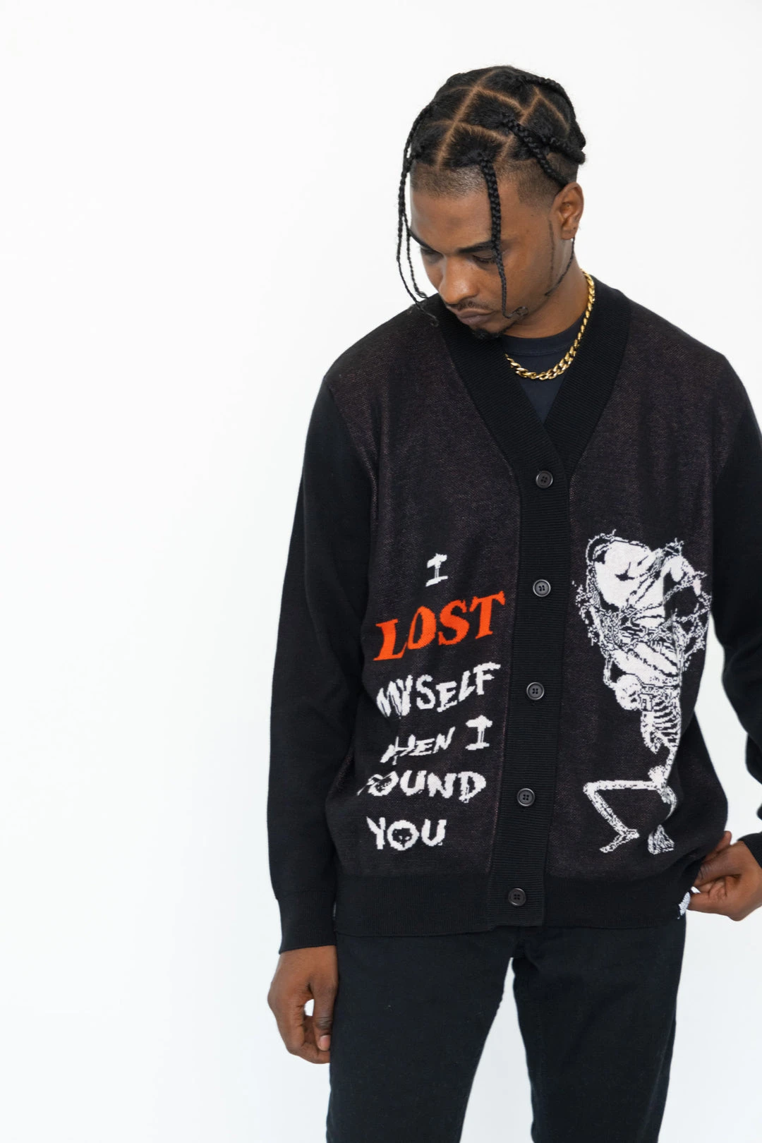 BROKEN PROMISES Lost Myself Cardigan Sweater Black