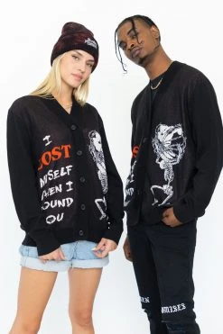 BROKEN PROMISES Lost Myself Cardigan Sweater Black