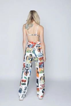 BROKEN PROMISES Commotion Print Skate Pant White Bottoms