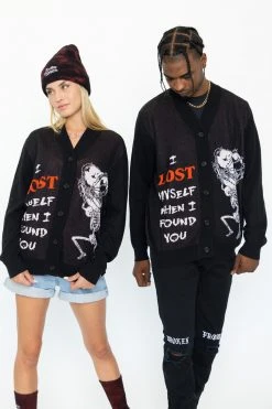 BROKEN PROMISES Lost Myself Cardigan Sweater Black