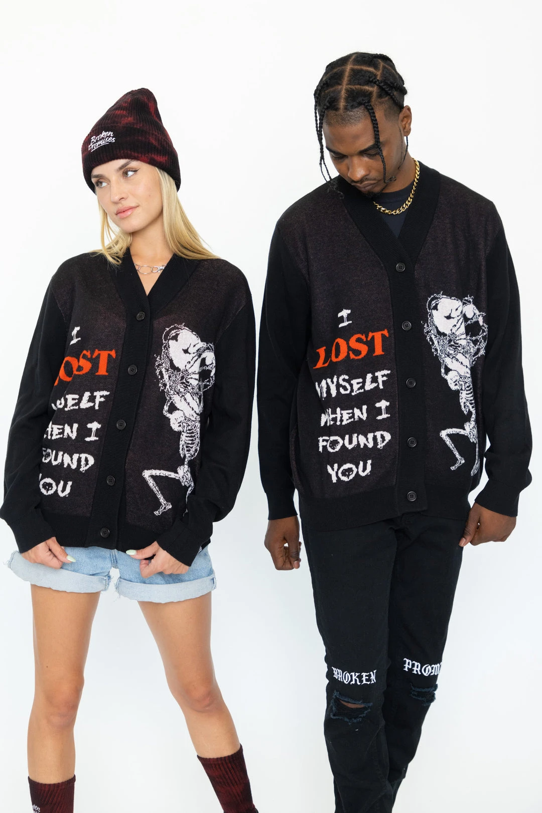 BROKEN PROMISES Lost Myself Cardigan Sweater Black