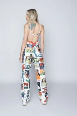 BROKEN PROMISES Commotion Print Skate Pant White Bottoms