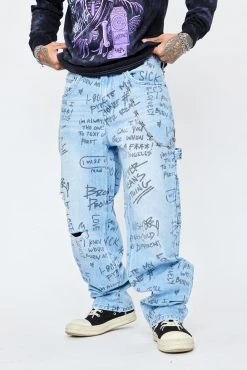 BROKEN PROMISES Bottoms Triple Text Denim