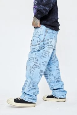 BROKEN PROMISES Bottoms Triple Text Denim