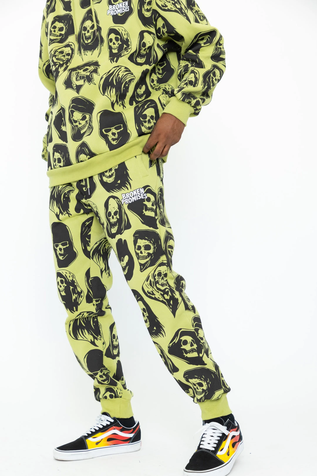 BROKEN PROMISES Reaper Guide Green Joggers Bottoms