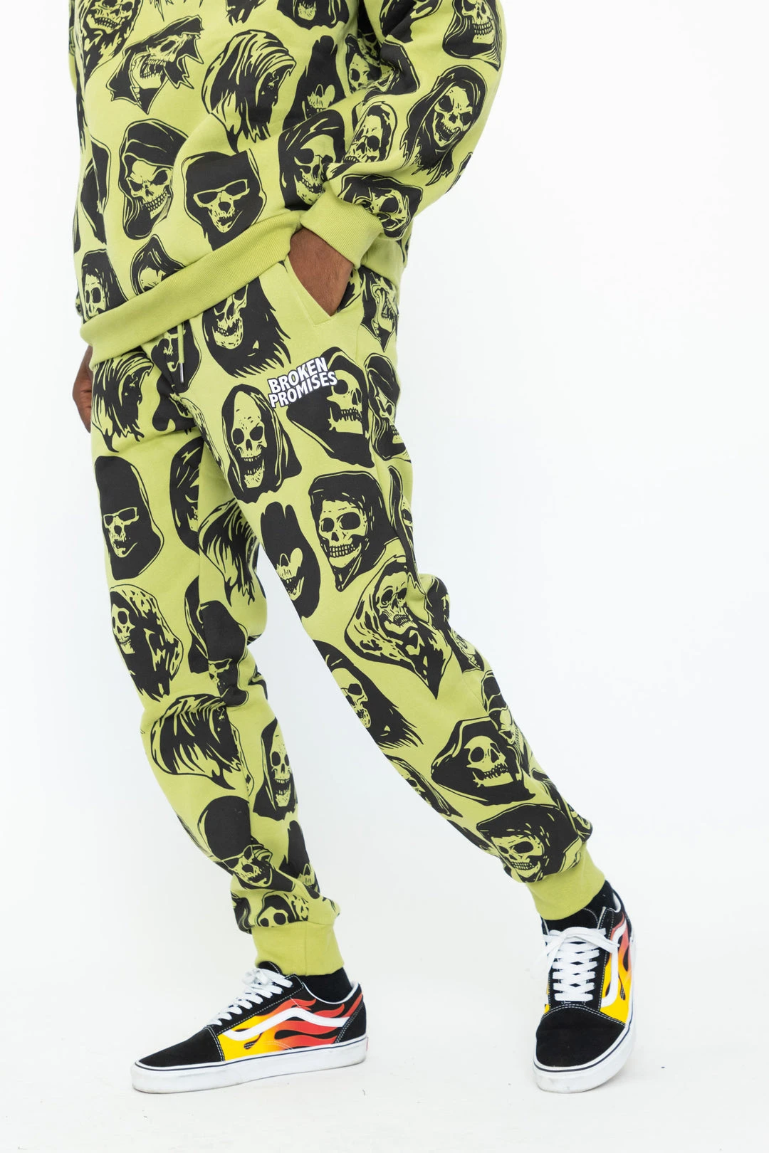 BROKEN PROMISES Reaper Guide Green Joggers Bottoms