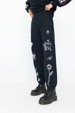 BROKEN PROMISES Bottoms Crash And Burn Sweatpants Black