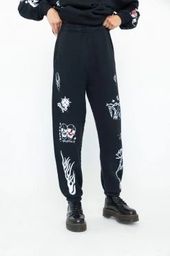 BROKEN PROMISES Bottoms Crash And Burn Sweatpants Black