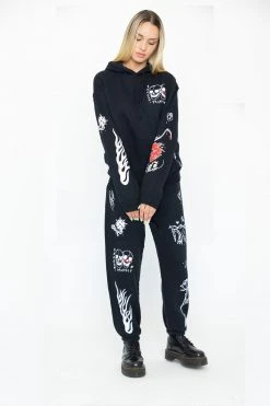 BROKEN PROMISES Bottoms Crash And Burn Sweatpants Black